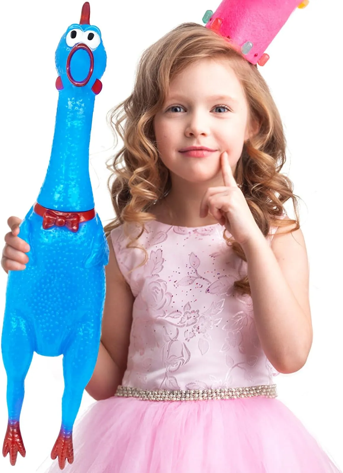 Xeehwb 22 Inch Crazy Huge Rubber Chicken,Blue Screaming Chicken