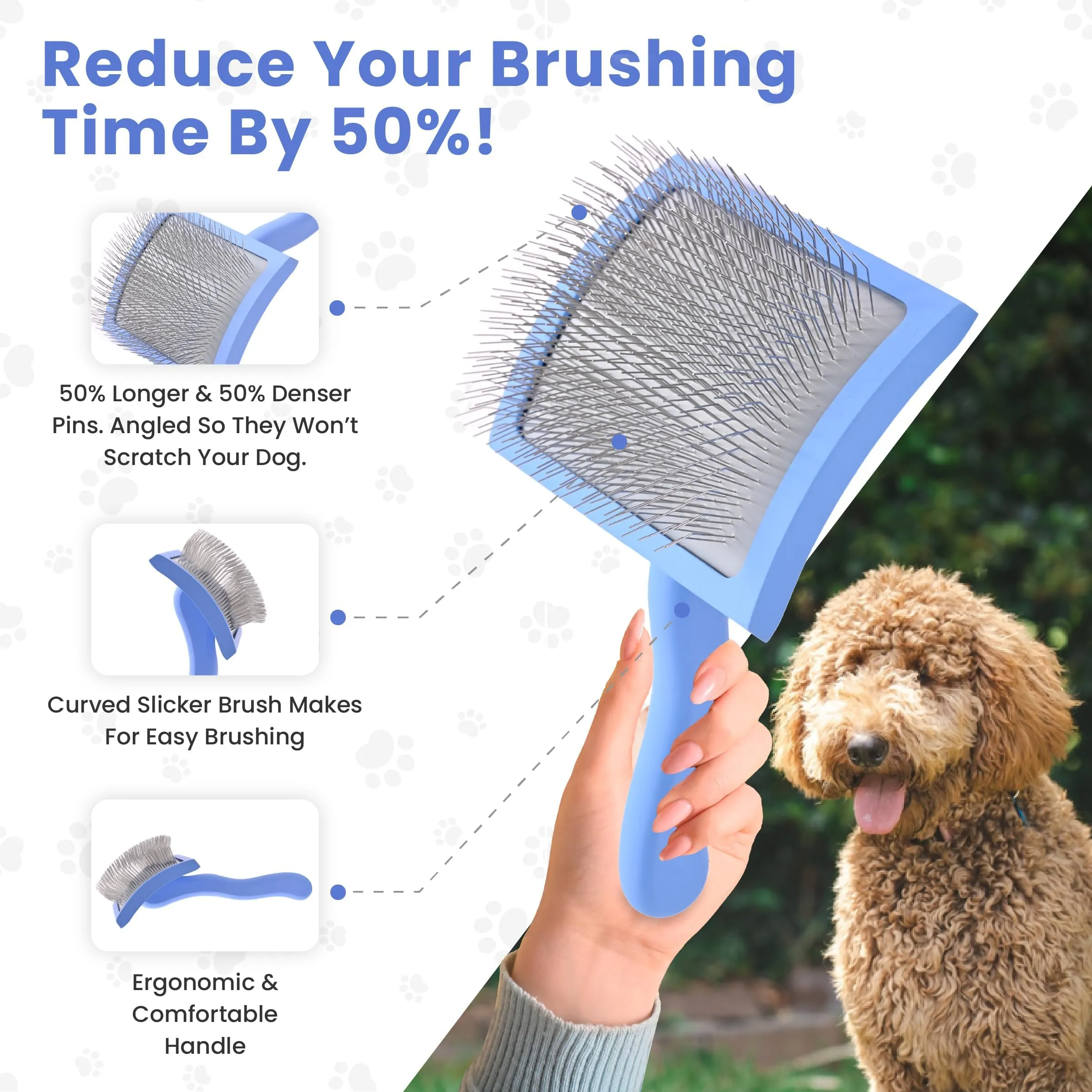Slicker Brush Dog Brush That Trims Hair Large Slicker Brush TikTok – We Love Doodles