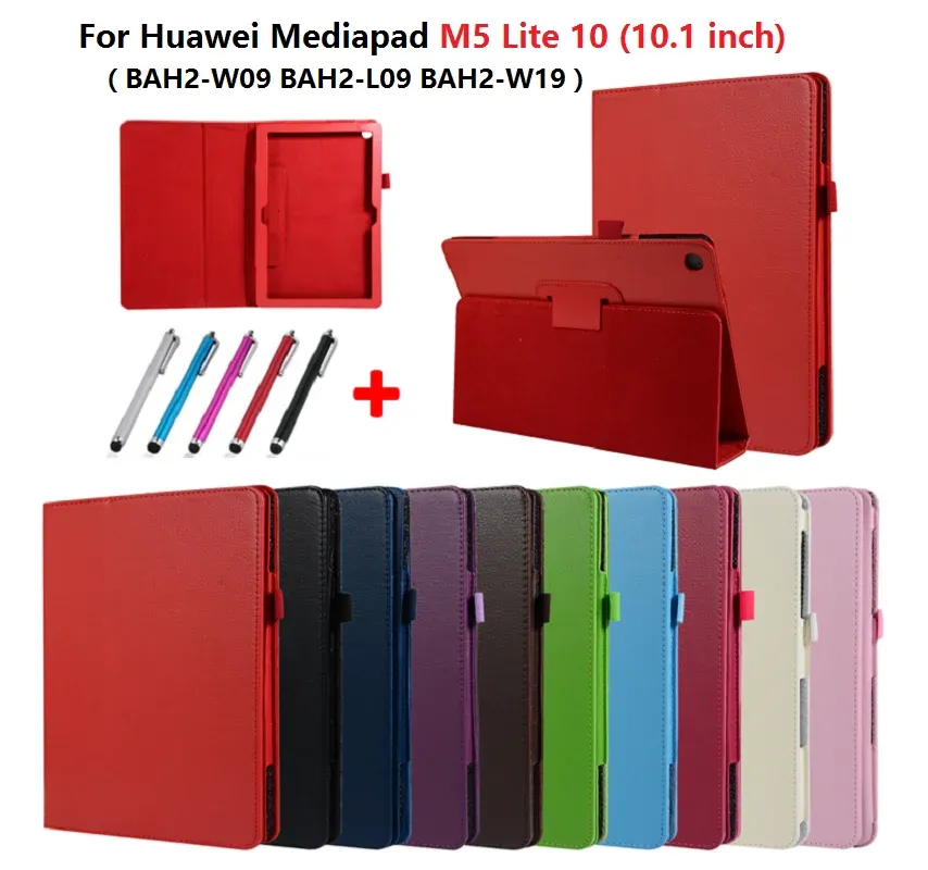Fall för Huawei MediaPad M5 Lite 10 Fall 10,1 tum BAH2W09 BAH2L09 BAH2W19 Tablett Fall Fold Stand Flip Shell M5 Lite 10 1 10.1 "