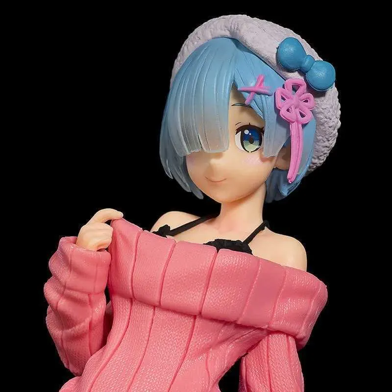 Anime Manga Living in a different world from a zero character pink purple Rem sweater Kawaii girl action character model toy giftL2404