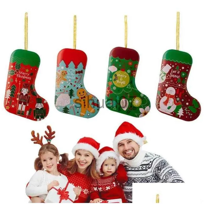 Weihnachtsdekorationen Eisen Candy Box Candies Biscuits Container Jar Tree Anhänger Ornamente für Geschenke Konserven Drop Lieferung Home Gar otlvu