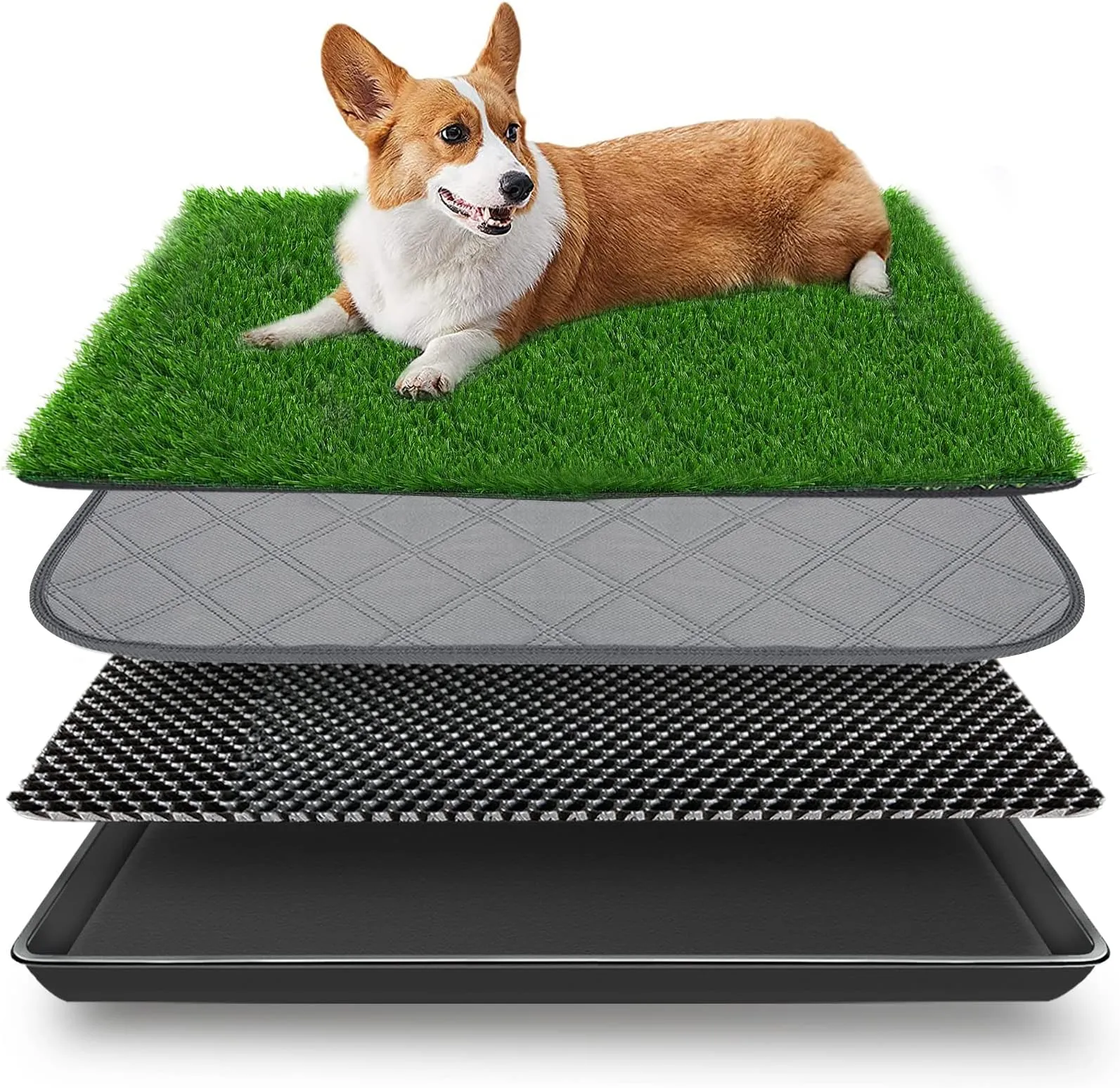 Artificial Grass Potty Pad for Dogs Premium Fake Grass for Dog Training,  Indoor Outdoor Use, Easy Clean Tray