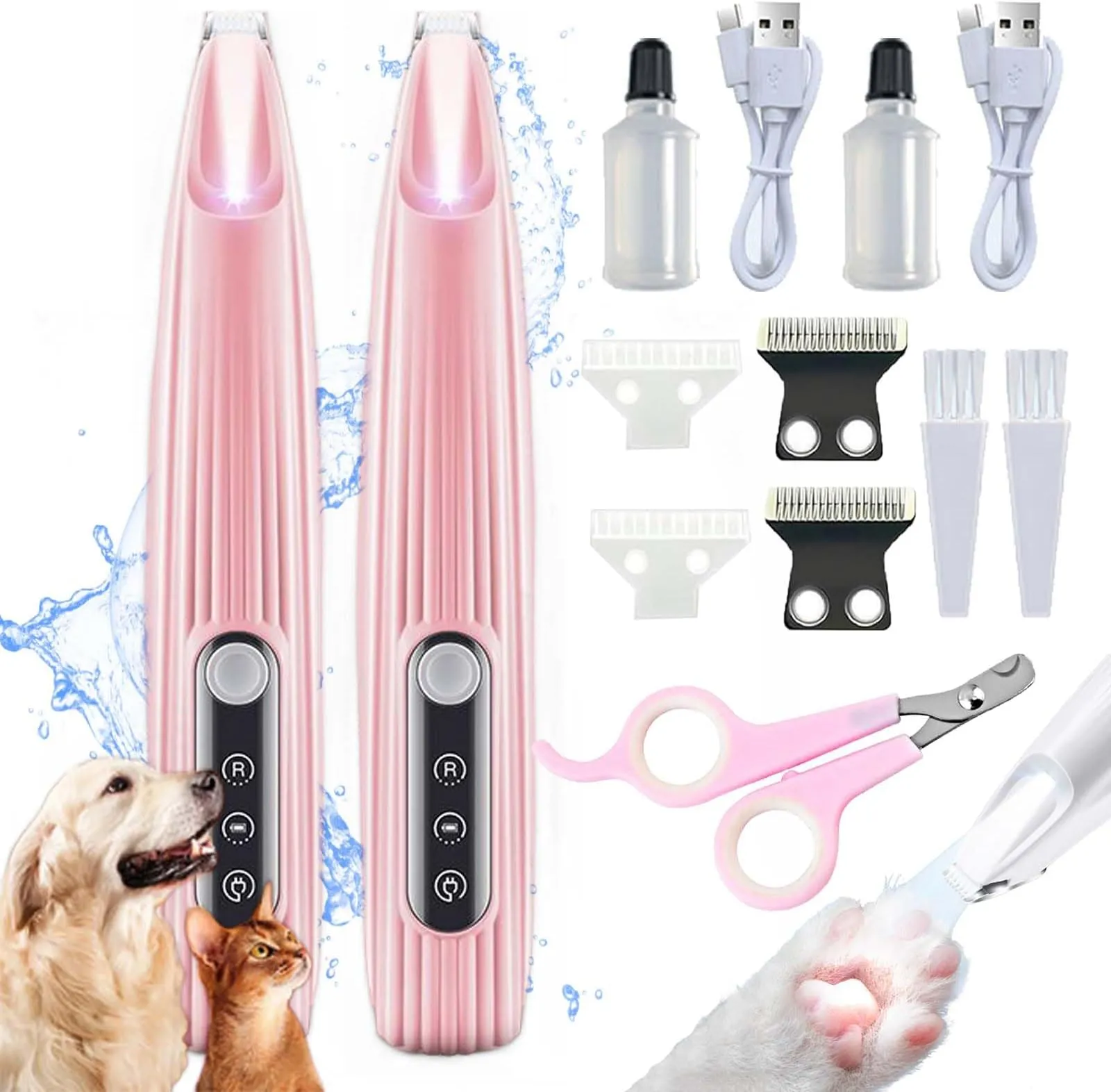 KIKETECH LED Dog Paw Trimmer - Low Noise, Cordless 2 Speed Dog Clippers
