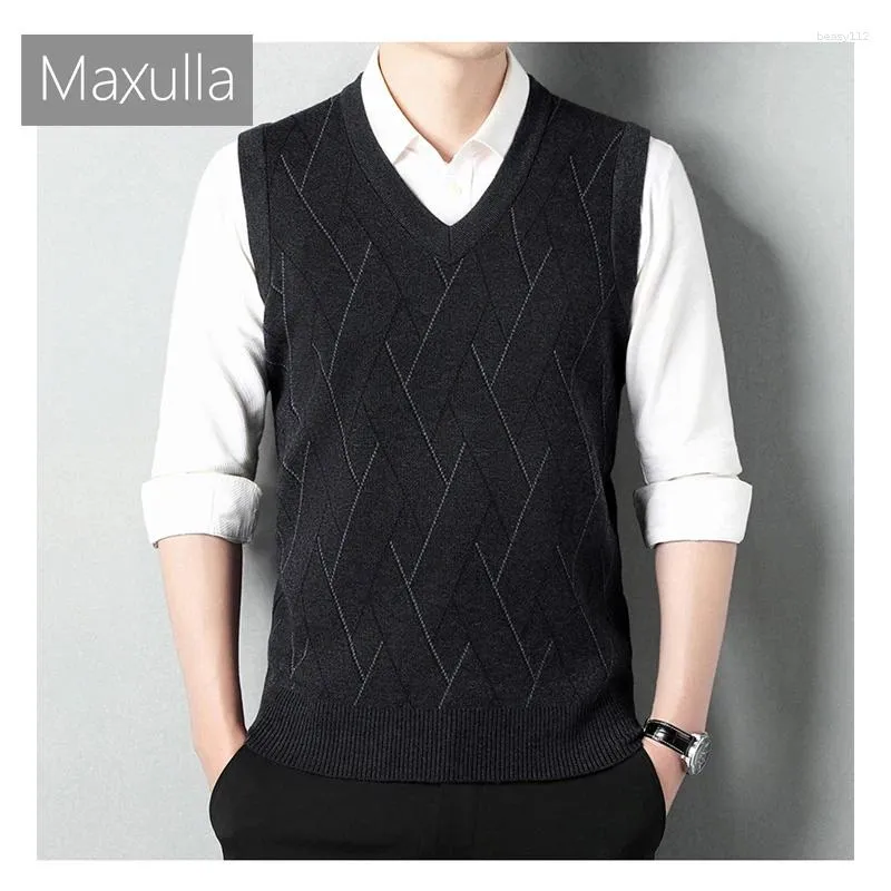Kamizelki męskie Maxulla wiosna jesienna kamizelka swetra na zewnątrz swobodne retro talia mody tlesle bluzki