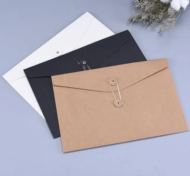 Оптовая коричневая бумага для бумаги с коричневой бумагой для документов держатель для хранения карманной конверт с хранением строки блокировки блокировки офис.