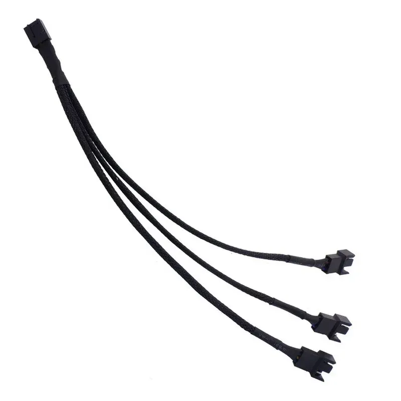 Cavo della ventola PWM a 4 pin di alta qualità da 1 a 3 modi Splitter Nero maniche nera 27 cm Connettore del cavo di estensione di lunghezza