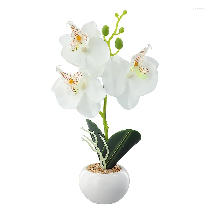 Decorative Flowers Artificial Orchid Bonsai Potted Simulation Phalaenopsis Home Office Balcony Garden Realistic For Outdoor Indoor