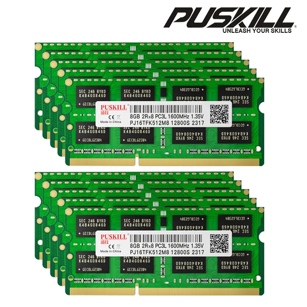 Rams Puskill Memoria de la computadora portátil RAM DDR3 DDR3L 204PIN 4GB 2GB 8GB 1600MHz 1333MHz Memoria Memoria al por mayor