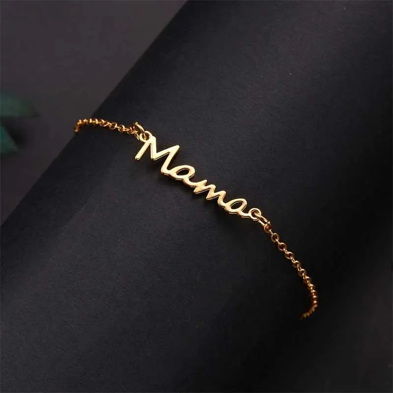 Lettera inglese in rilievo Mama Charm Bracciale Womens semplice Gioielli a doppio strato Gioielli Mothers Gift Festa