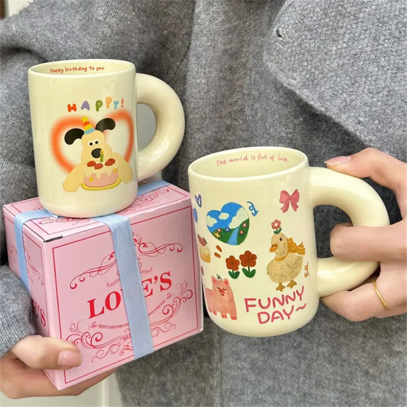 Boîte-cadeau avec original mignon graffiti dessin animé ours tasse en céramique tasse de tasse de tasse de tasse de tasse de tasse de girle