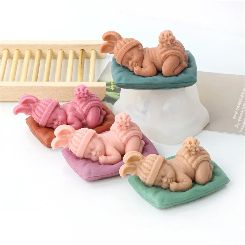 Vormen 3D baby slaapvorm siliconen vorm keuken diy fondant cake bak chocolade mal handgemaakte zeep kaars gips harsklei gereedschap