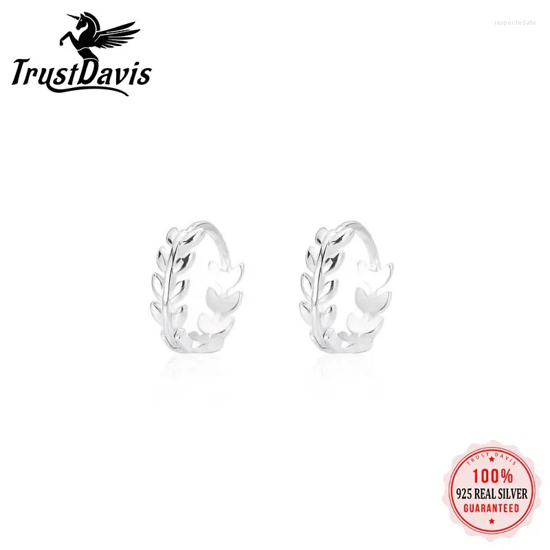 Stud Earrings TrustDavis Real 925 Sterling Silver Jewelry Sweet Olive Branch Leaves For Daughter Teen Girls Fine Gift LB052