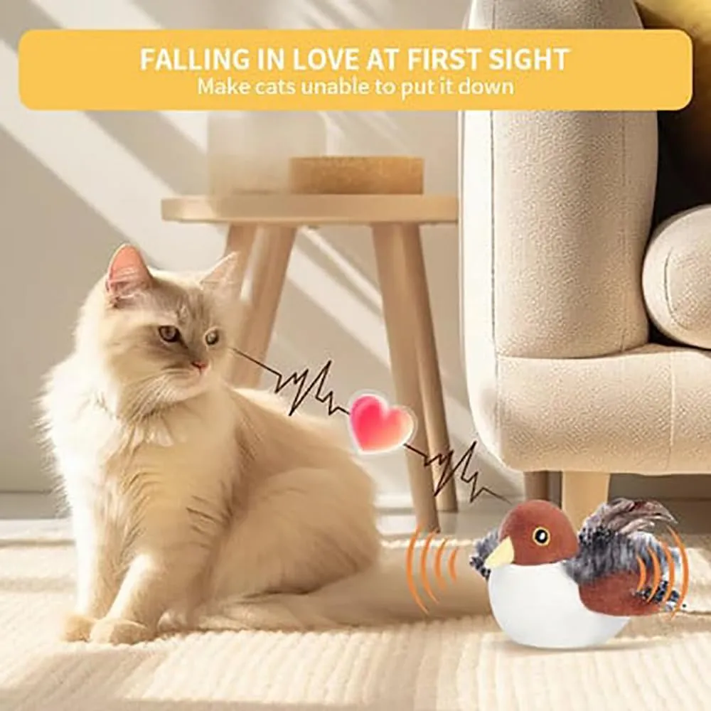 Yonuaret Vliegende vogelspeelgoed, interactief kattenspeelgoed, getjilpen als een vogel, kattenspeelgoed, hondenspeelgoed, kauwspeelgoed voor honden en katten, levensechte geluiden