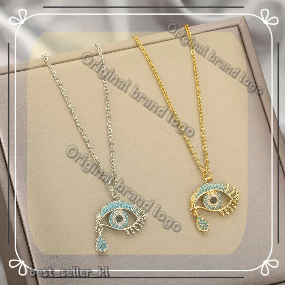 Fashion Evil Eye Pendants Colliers pour femmes 2024 Goth 14K Collier de tour de cou en or jaune vintage Chaînes de cou d'oeil turcs turcs bijoux 845