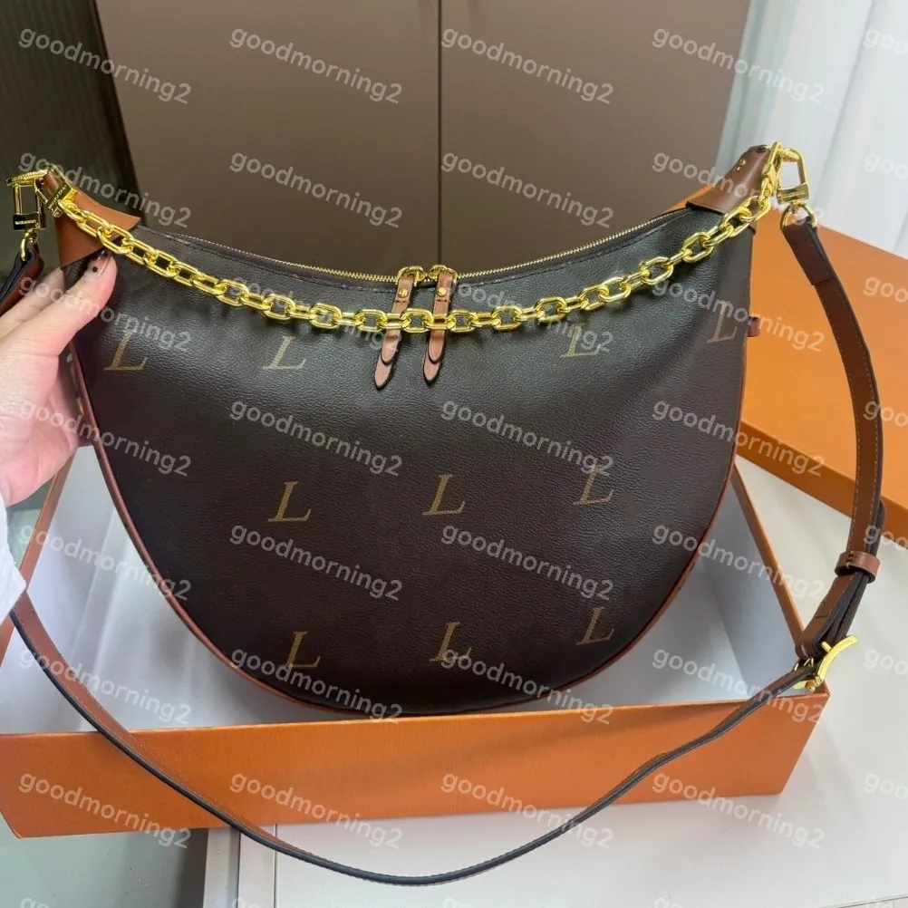 Döngü Hobo Çantalar Kadın Tasarımcı Crossbody Çanta Çantası Kruvasan Zincir Çantalar Yarım ay altı alt altı cüzdanlar büyük kapasiteli kılıflar çıkarılabilir fermuarlı kahverengi omuz çantaları