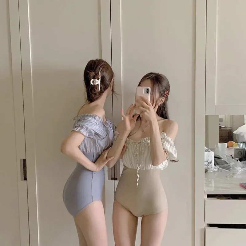Yeni Kore tarzı çizgili tek parçalı mayo kadınlar ins stil tüp üst yüksek bel mayo kadın bikini kadınlar için kore tarzı mayo