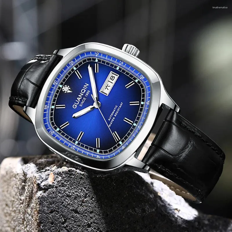 Wristwatches GUANQIN Men s Watches 2024 Luxury Mechanical Automatic Watch For Men Sapphire Mirror Sports Mens Clock Reloj Hombre