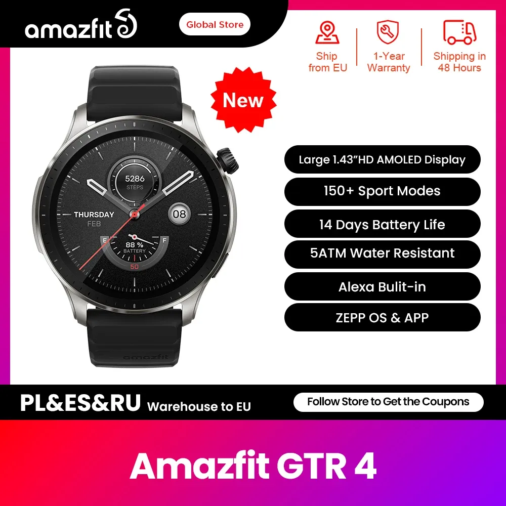 Relojes nuevos Amazfit Gtr 4 Gtr4 Smartwatch 150 Modos deportivos Llamadas telefónicas Bluetooth Reloj inteligente con Alexa Builtin 14 días de duración de la batería