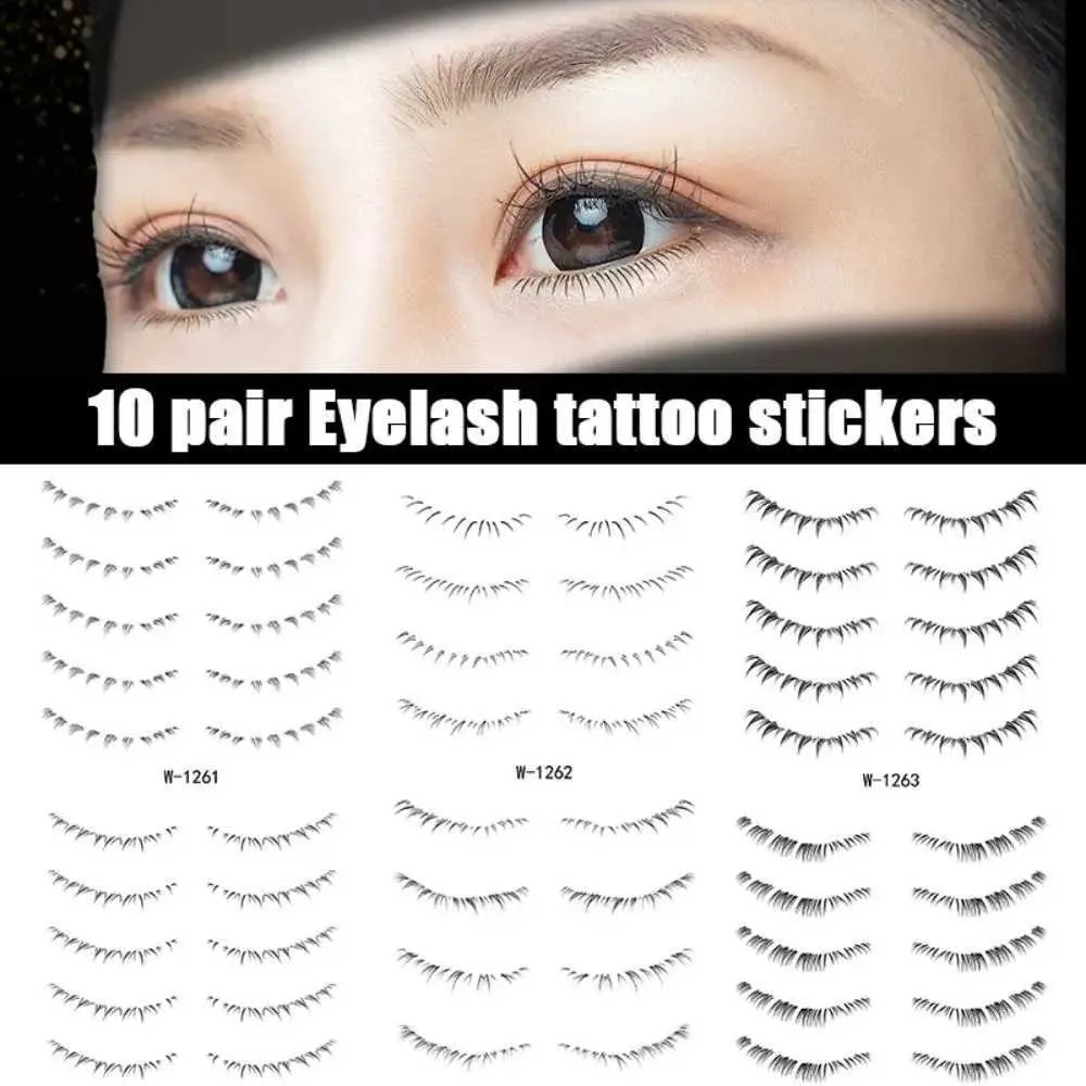 Tattoo Transfer 8/10Pairs False Eyelashes Tattoo Stickers Waterproof Disposable Lower Eyelashes Makeup Simulation Extension Eyelashes Enlarge 240426