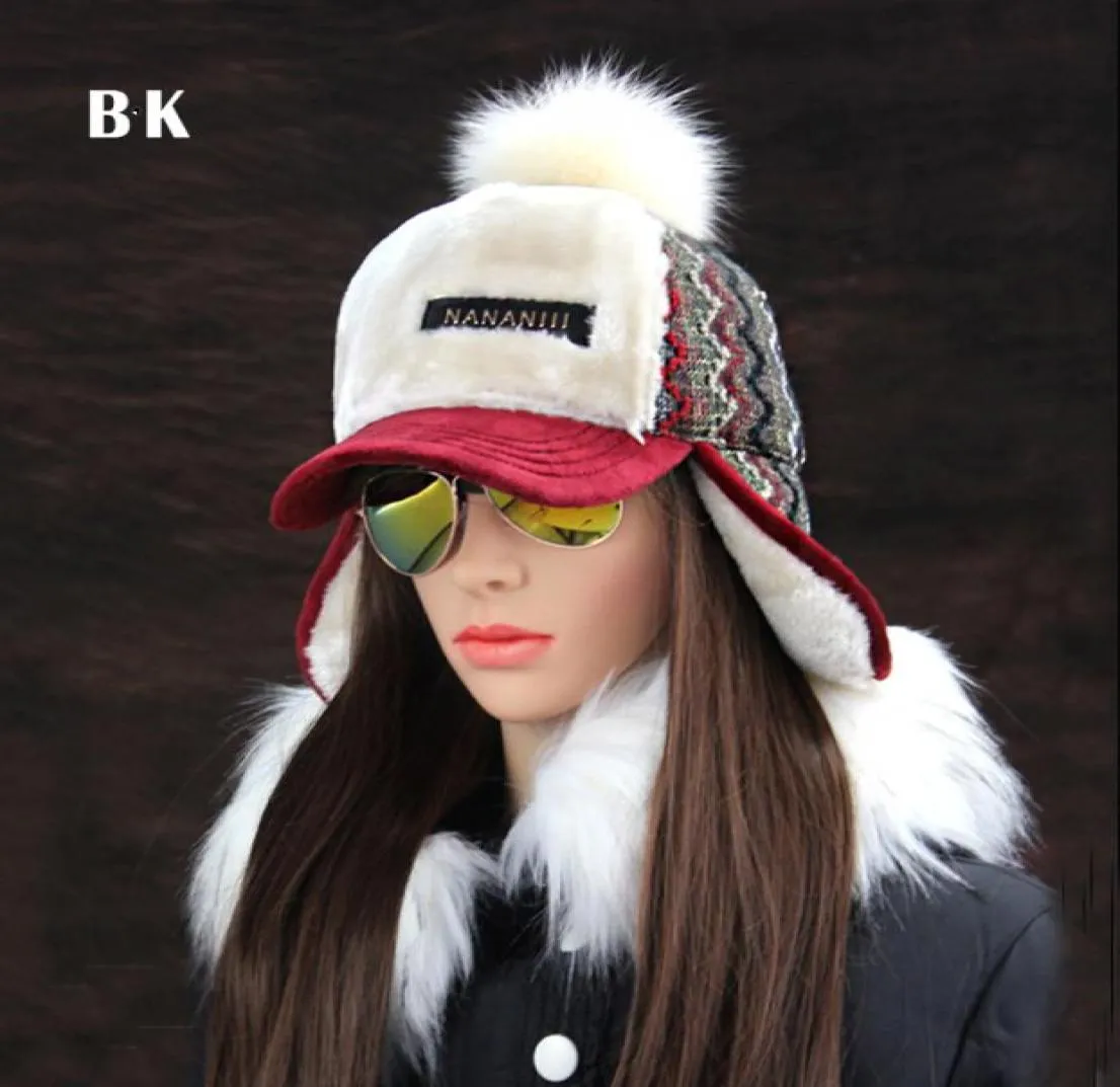 Winter Faux Cashmere Bomber Hat Women Earflap Caps Faux Fur Pompom Snow Hats Justerbara Bohemian Winter Russian Ushanka D190115035133883