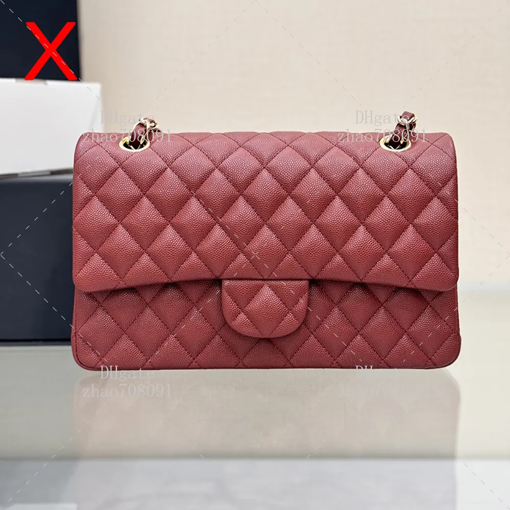 Designer Caviar Calfskin Flap Leather Shoulder Bag For Women