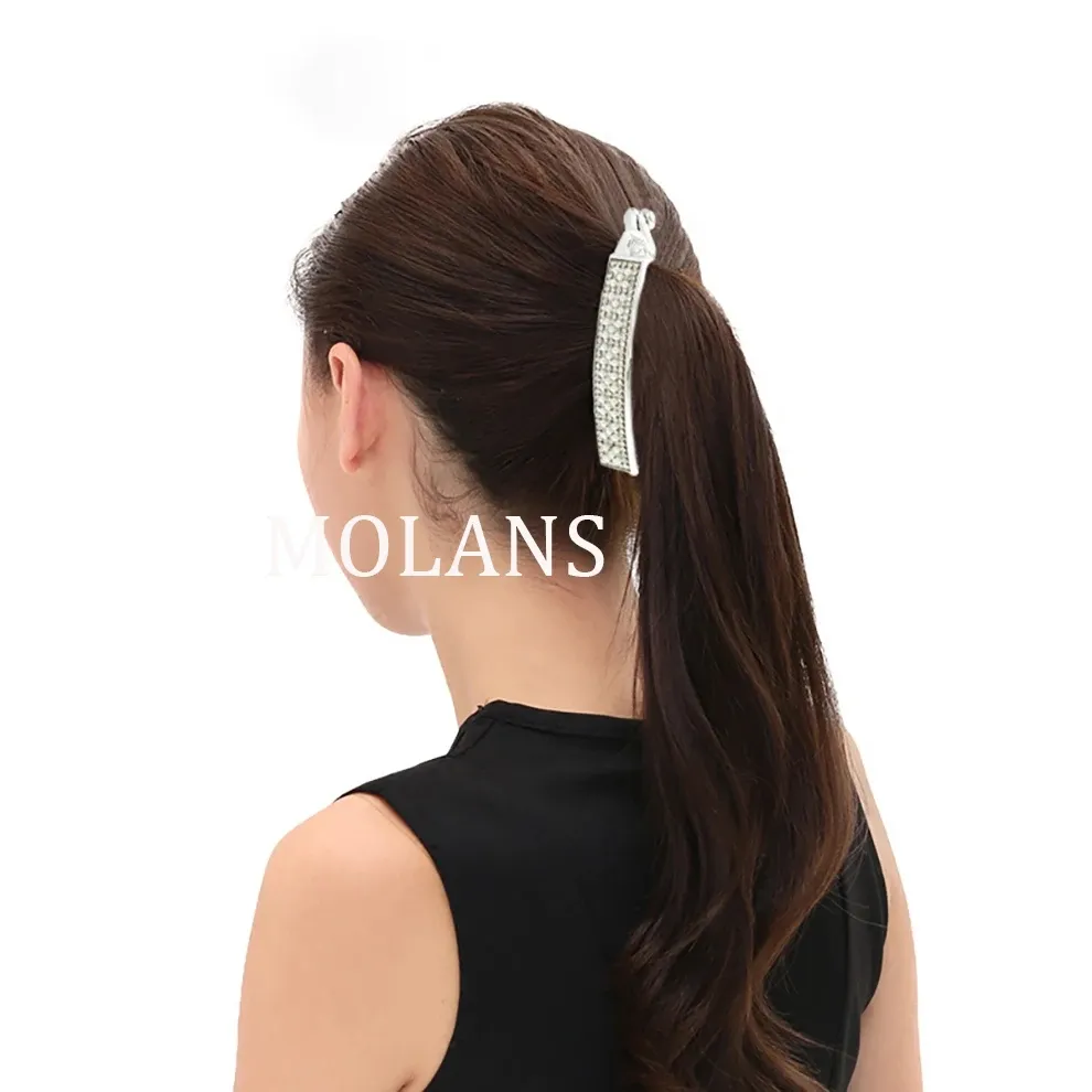 Molans Rhinestone Banana Shape Hair Claws for Women Girls Hair Clips Barrettes Pony Cotail Holder Hairpins Fashion Hair Accessori