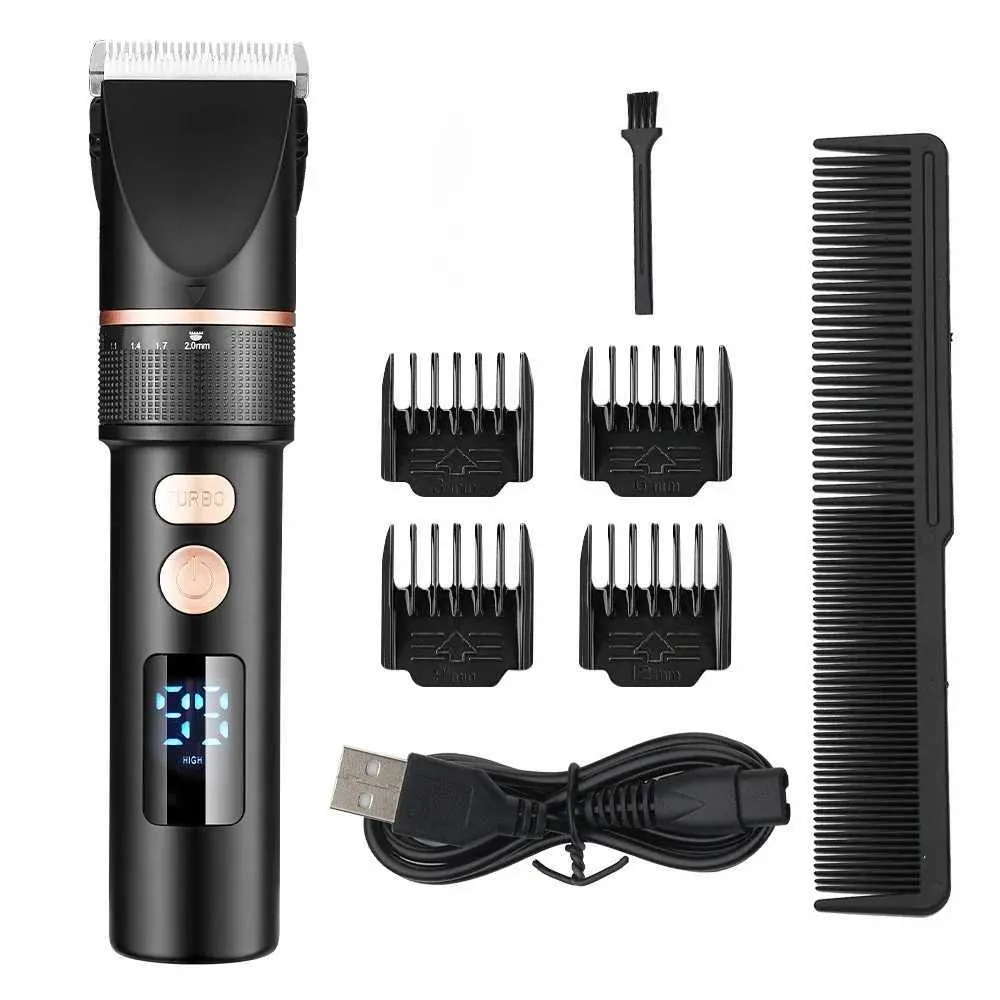 Hair Trimmer Professional Electric Push Scissor New Resuxi ZX688-3 Mens LCD Digital Display with Adjustable Blades Q240427