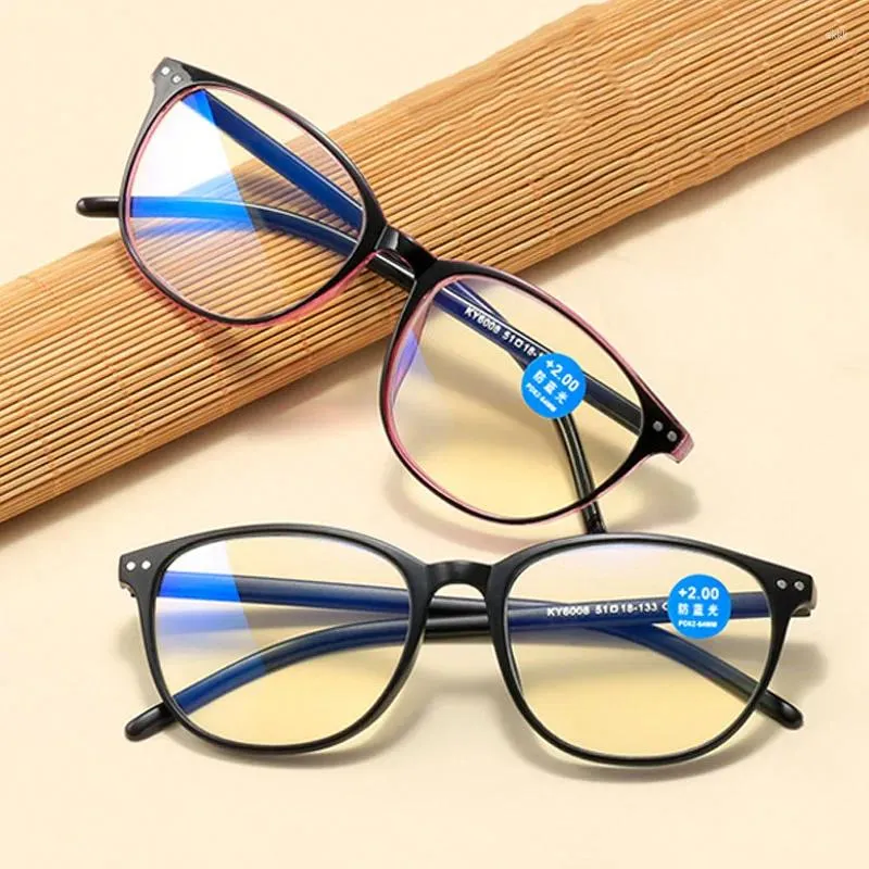 Occhiali da sole Ultralight Round Reading Glasses Frame Anti Blue Lens Lens Uomini Simple Computer Presbyopia Eyewear 1.0 1.5 2.0