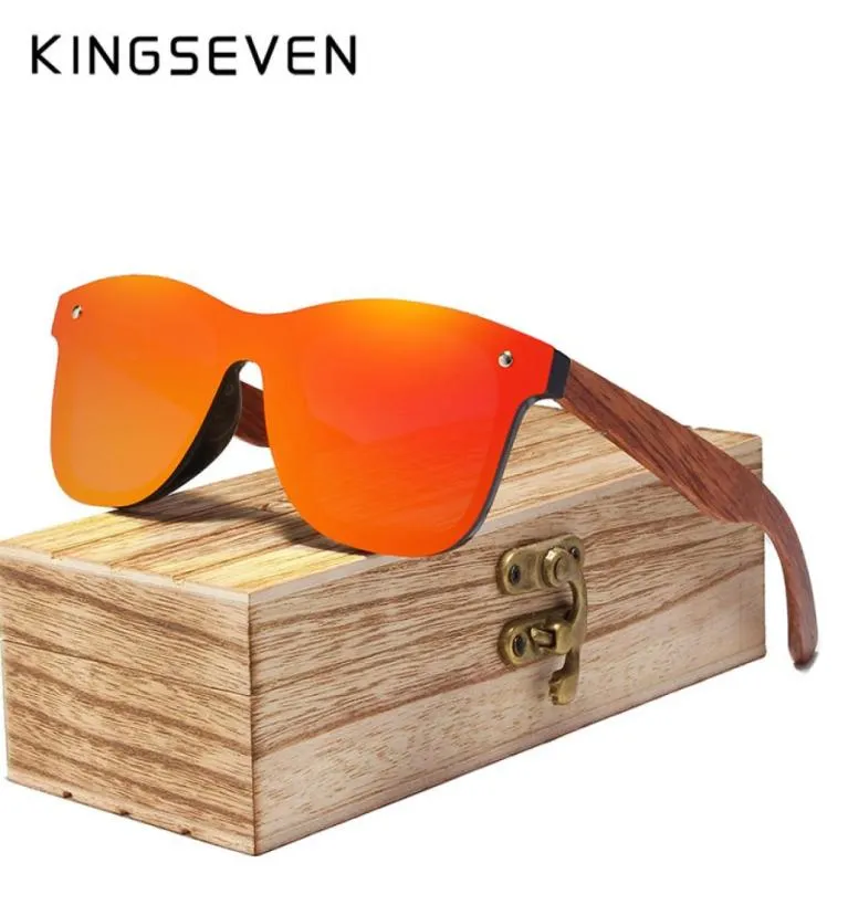 Kingseven Rimless Polarized Wood Solglasögon Män Square Frame UV400 Sun Glasses Women Sun Glasses Man Oculos de Sol Feminino Y20061607879