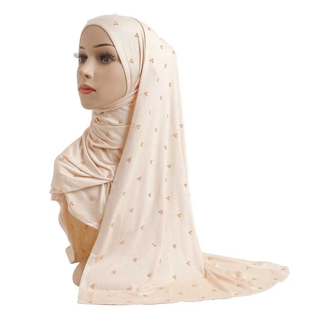 Bandanas Durag H201 Écharpe en tricot en coton doux de haute qualité avec perles Modal Headscarf Femmerscarf 240426