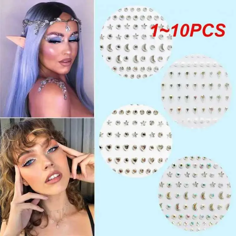 Tattoo Transfer 1~10PCS Face Jewelry Crystal Disposable Tattoo Stickers Women Eyes Face Body Rhinestones Waterproof Makeup Art Stage 240426