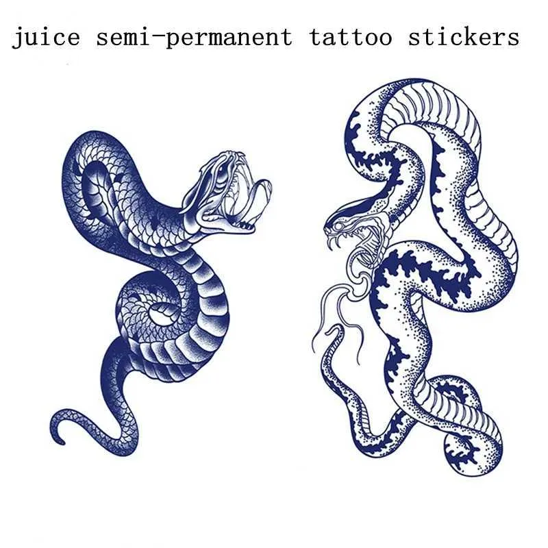 Tattoo Transfer Juice Snake Waterproof Semi Permanent Tattoo Stickers Tatouage Temporaire Homme Tatuagem Falsa Temporary Lasting Tattoo Adesivos 240426