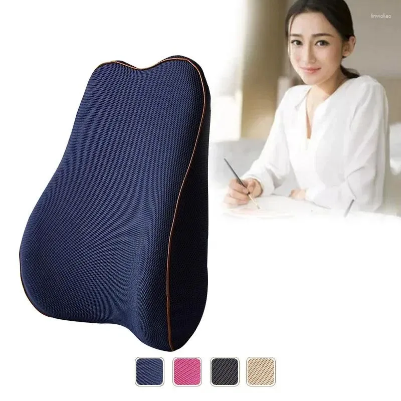 Pillow Chair Backrest Memory Foam Breathable Fabric Lumbar Pad Relieve Low Back Pain