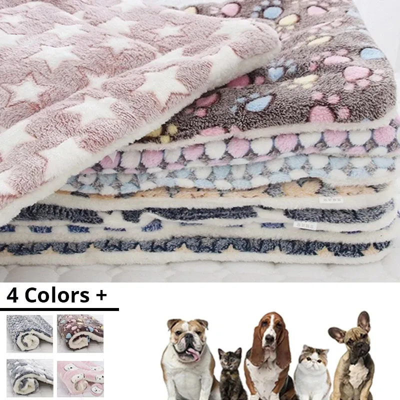 Husdjur sovmatta hund säng katt mjukt hår förtjockad filt pad fleece hem tvättbara varma björnmönster leveranser 240424