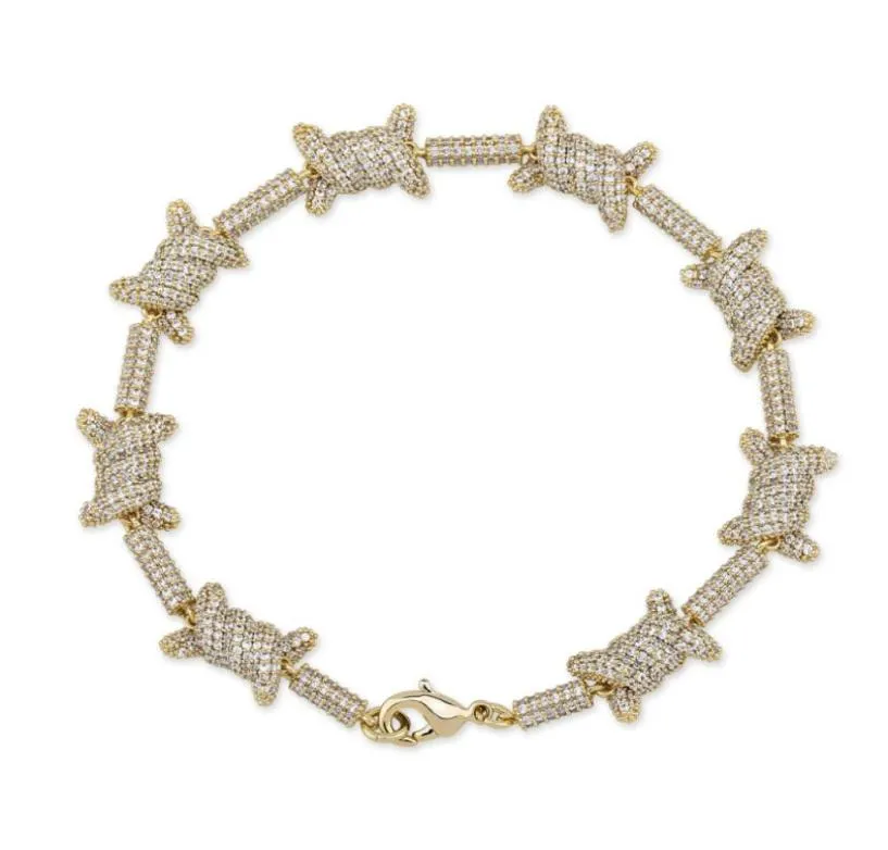 Stijl European Wire armband Persoonlijkheid Cubaanse ketting 18K Goud Volledig zirkoon sieraden Bracelet Jewelry3749750