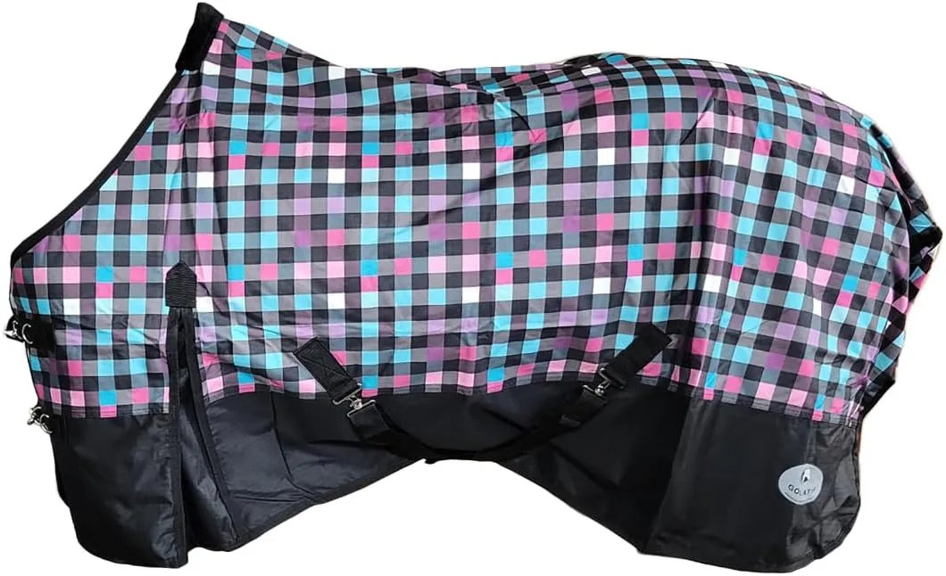 Goliath 600D Nylon Rainsheet For Horse, Waterproof And Breathable, Double Front Closures, Pastel Check, 86 In From Horse Stable Blankets & Sheets - Price 106.93