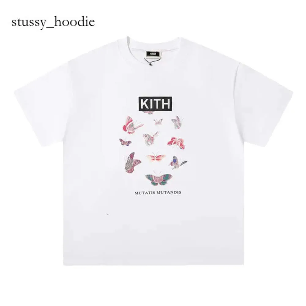Мужчина-дизайнер Kith рубашка пончика Butterfly Letter Printed Fashion футболки Kith футболка для мужчин женские унисекс уличная одежда Kith Cotton Casual 7283