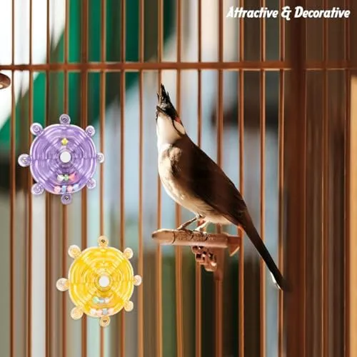 ESSGUO 2 Pcs Parrot Toys - Colorful Spinning Rattle Wheel For Cockatiel, Budgie, Parakeet Cage