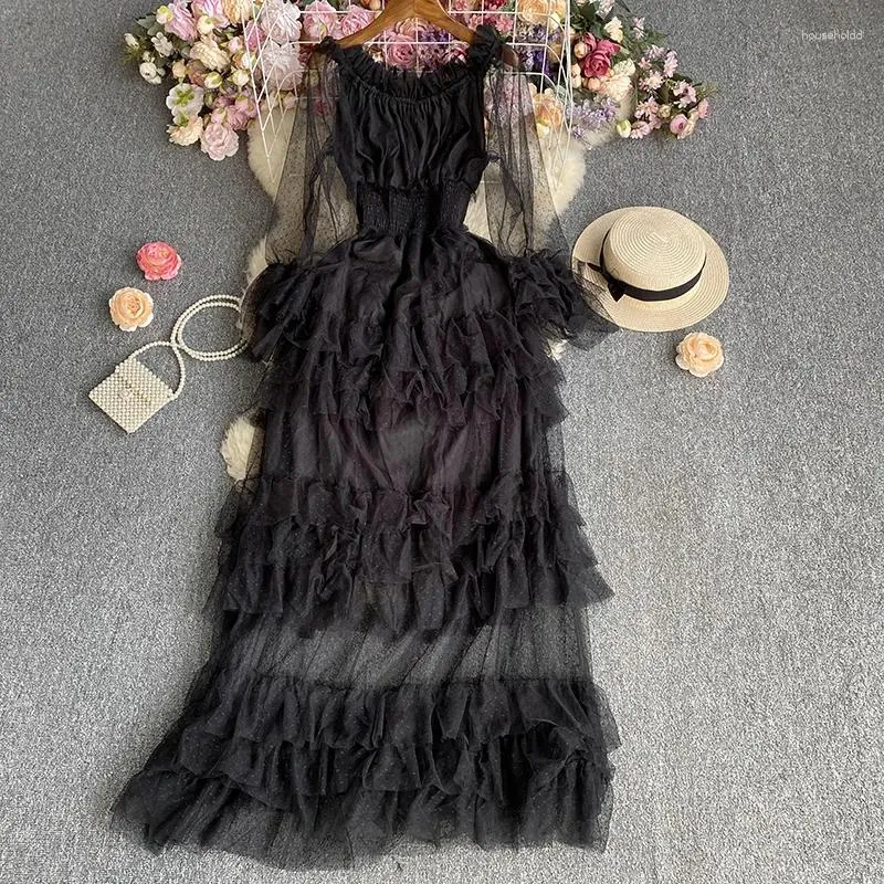 Casual Dresses Ladies High midje Mesh Bohemian Maxi Dress for Women Summer Fashion Female Party Long Wholesale VA9790 2