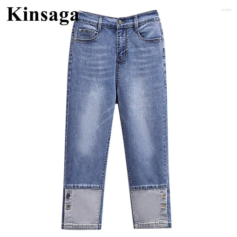 Botón de jeans para mujeres Poschwork esposado 4xl Summer Streetwear STRING Capris Indie Estética Pantallas de mezclilla de cintura alta