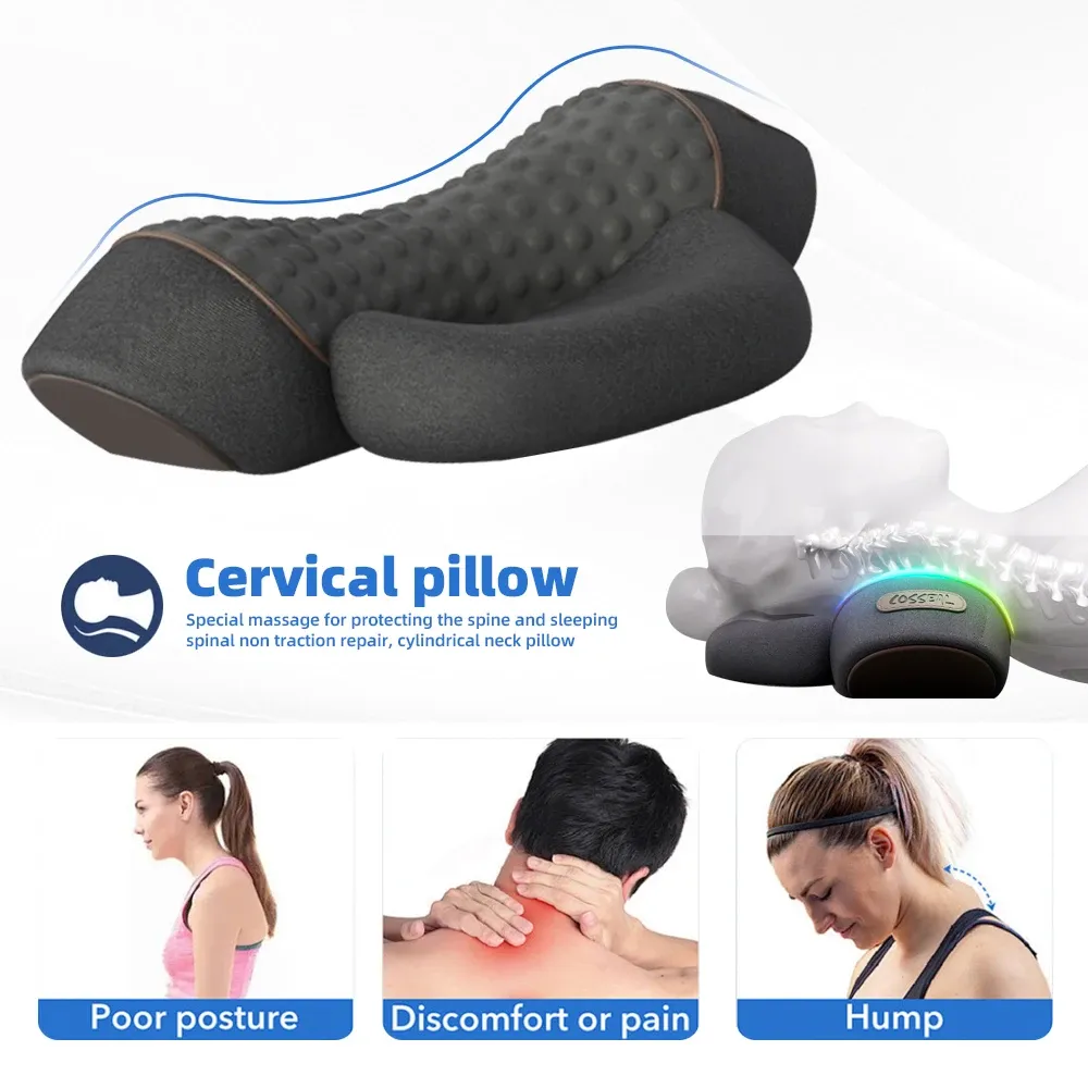 Masseur électrique masseur coussin cervical de compression chaude vibration massage couche traction détente le dortoir mousse oreiller de la colonne vertébrale