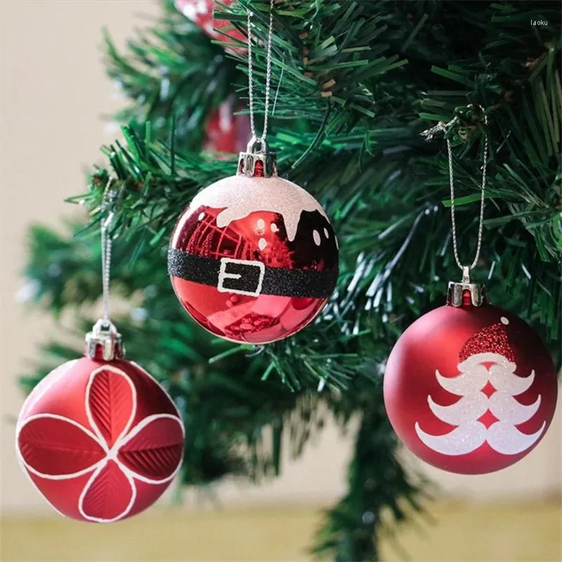 クリスマスデコレーション9pcsボール装飾品ツリーパーティーの装飾6cm赤と白のボールの手塗り