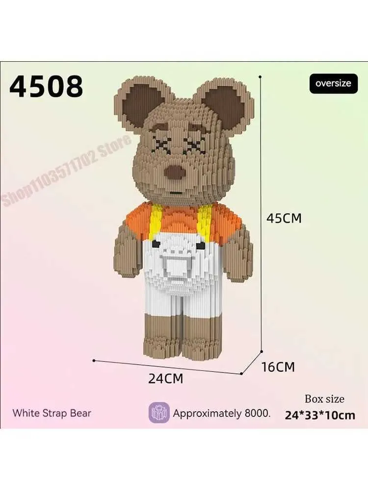 Transformation Toys Robots Diy Childrens Cartoon Toy Mini Violent Bear Brick Modelo com Bloco leve Micro Brick Christmas Giftl2404