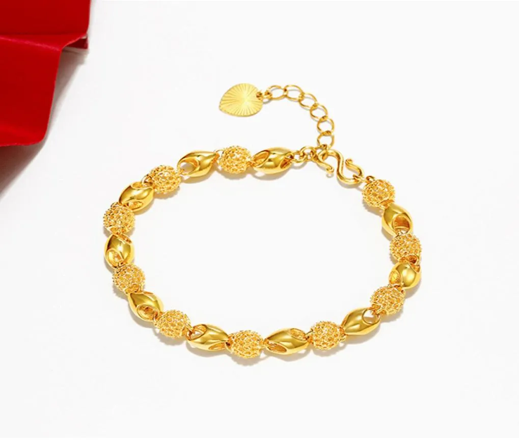 Factoryh6hjshajin Joyas de moda Hollow Out Exquisito Buddha Bead Bead Bracelet Women039s 24k Gold Plating6631386
