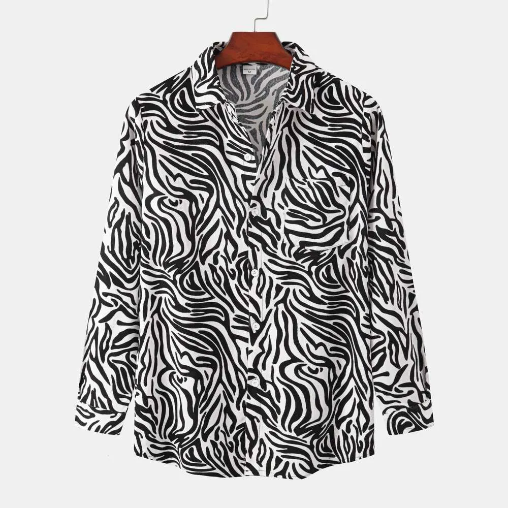 Gå in i våren och hösten ny produkt, mäns långa ärm Slim Fit Lamp Core Plysch Blossom Shirt, herrar