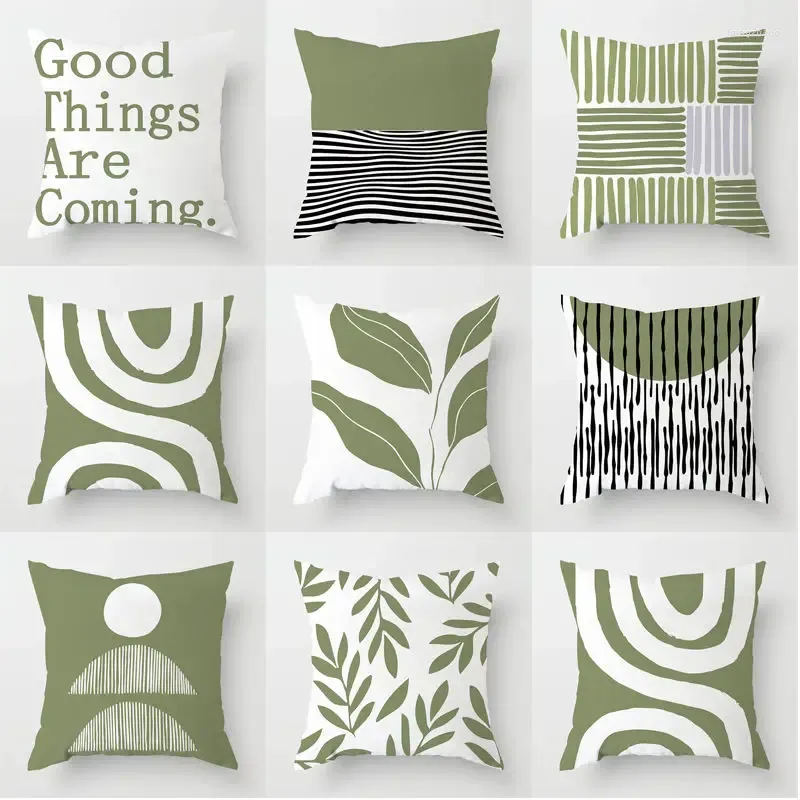 Cubierta de almohada 2pcs 45x45 planta verde impresas cubiertas simples decorativas para el hogar para el sofá casa de estilo moderno diario cuadrado