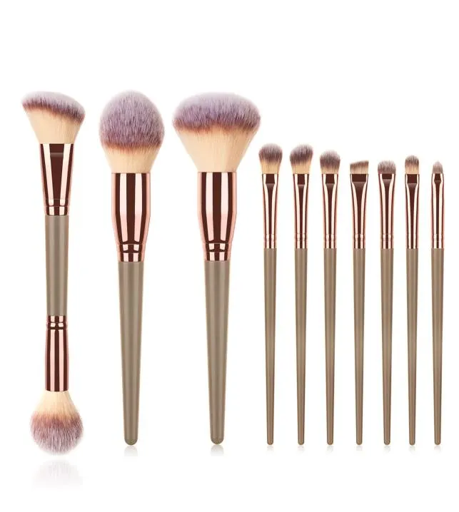 10pcs Champagne Gold Makeup Brush Brush Foundation Powder Powder Concelar Omber Brush Brush Beauty Beaut