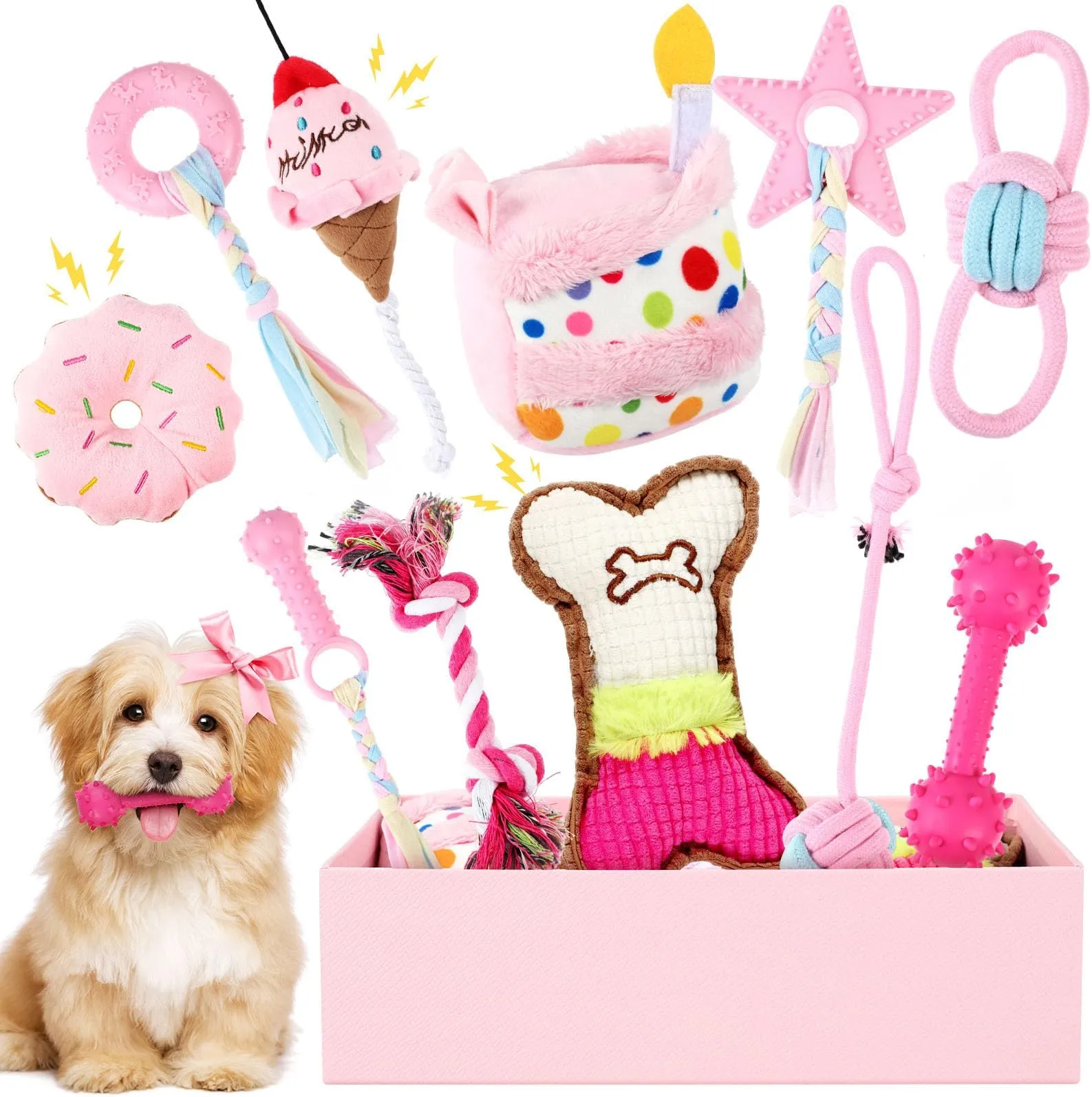 Puppy Birthday Party Set: 11 Pcs Dog Birthday Toy Cake with Teething  Toys! A Perfect Birthday Gift for Your Furry Friend!