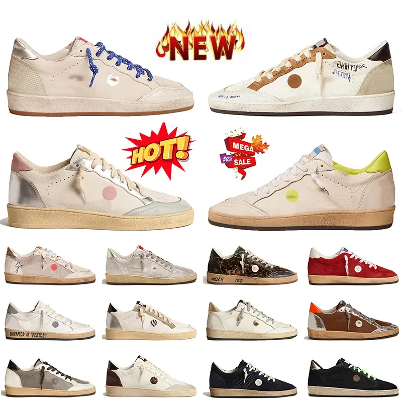 Moda najwyższej jakości GGDG Ball Star Designer Buty Casual Buty Włoch Marka ręcznie zamszowa Złote Golden Goakers Low OG Platforma Vintage Górne luksusowe kobiety