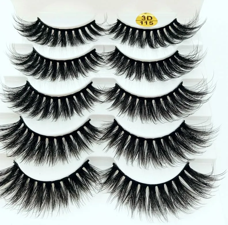 2020 Nya 5 par 100 Real Mink Eyelashes 3D Natural False Eyelashes Mink Lashes Soft Eyelash Extension Makeup Kit Cilios 3D1157095303